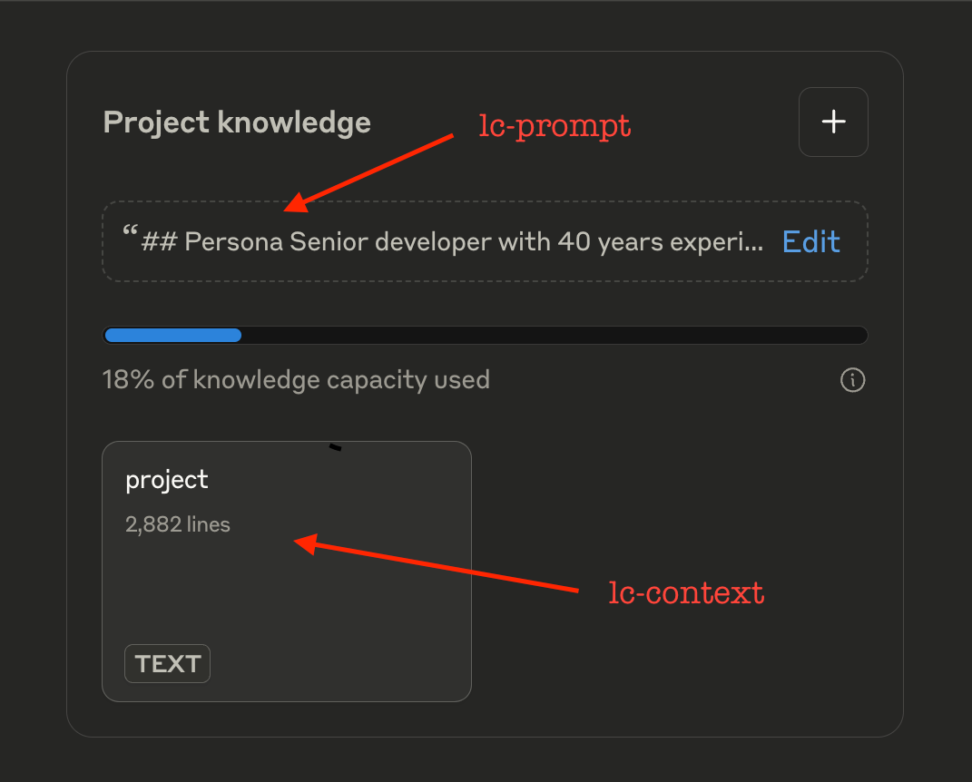 Claude Project UI with llm-context